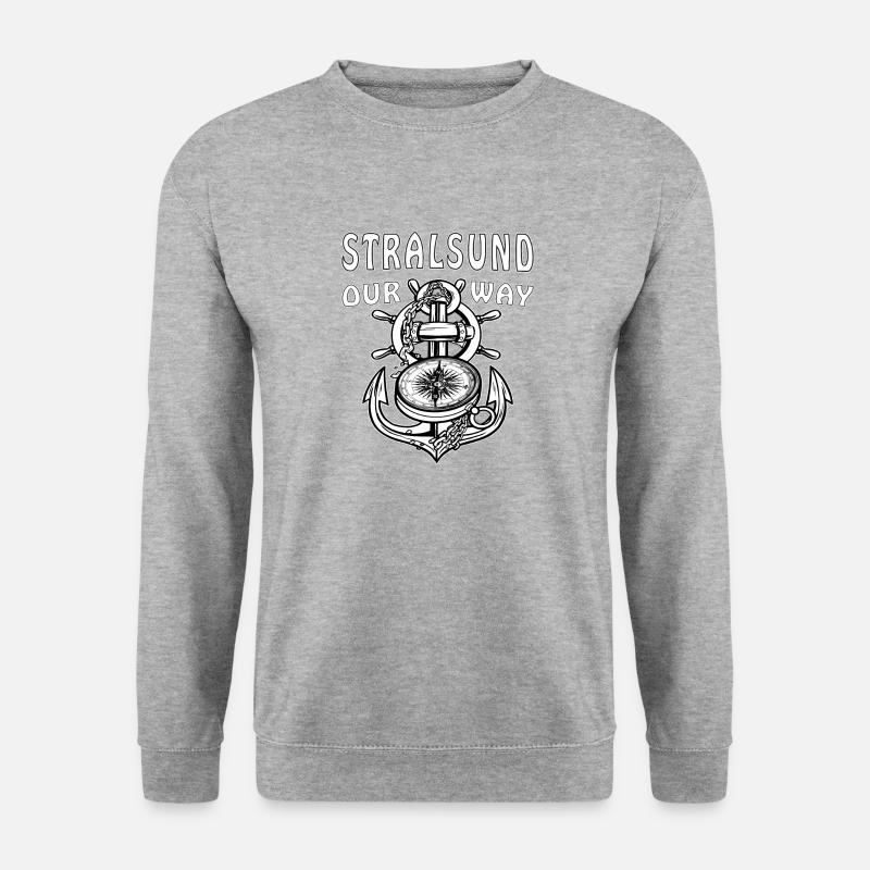 STRALSUND ANKER KOMPASS - Unisex Pullover - Weißgrau meliert