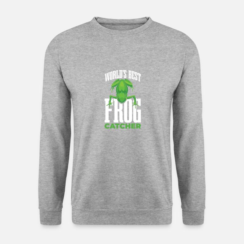 Der Weltbeste Froschfänger - Unisex Pullover - Weißgrau meliert