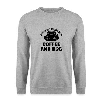Chiens Café Labrador Chien Café Propriétaire de chien - Sweat-shirt Unisexe - gris chiné - Devant - Alina (178cm) & Michal (187cm)