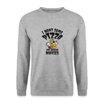 Halloween Pizza Monster Scary Pizza Liebhaber, - Unisex Pullover - Weißgrau meliert - Vorne - Alina (178cm) & Michal (187cm)