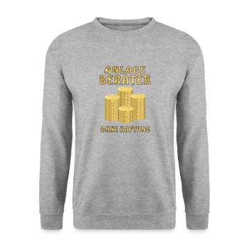 GELD MÜNZEN ANLAGE BERATER - Unisex Pullover - Weißgrau meliert - Vorne - Alina (178cm) & Michal (187cm)