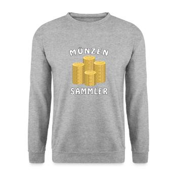 GELD MÜNZEN SAMMLER - Unisex Pullover - Weißgrau meliert - Vorne - Alina (178cm) & Michal (187cm)