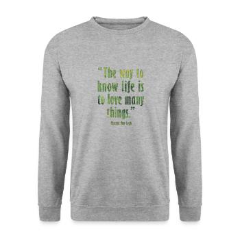 Positive Art Quote by Van Gogh Design - Unisex Sweatshirt - salt & pepper - Front - Alina (178cm) & Michal (187cm)