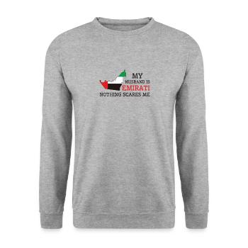 Rien ne me fait peur Mari émirati United - Sweat-shirt Unisexe - gris chiné - Devant - Alina (178cm) & Michal (187cm)