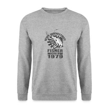 Never Underestimate Fisher Born In 1979 - Unisex Sweatshirt - salt & pepper - Front - Alina (178cm) & Michal (187cm)