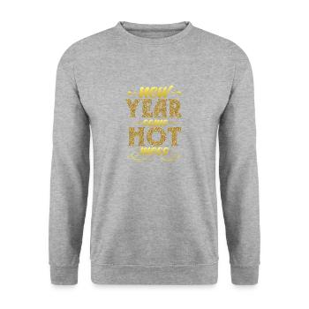 New Year - Same Chaos, Happy New Year. - Unisex Sweatshirt - salt & pepper - Front - Alina (178cm) & Michal (187cm)