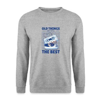 Antiquing Vinyl Cassette Music Vintage Lover - Unisex Sweatshirt - salt & pepper - Front - Alina (178cm) & Michal (187cm)