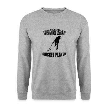 Cricket Slogan Cricket Team Gift Cricket Fan - Unisex Sweatshirt - salt & pepper - Front - Alina (178cm) & Michal (187cm)