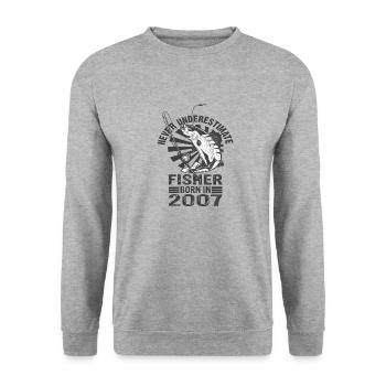Never Underestimate Fisher Born In 2007 - Unisex Sweatshirt - salt & pepper - Front - Alina (178cm) & Michal (187cm)