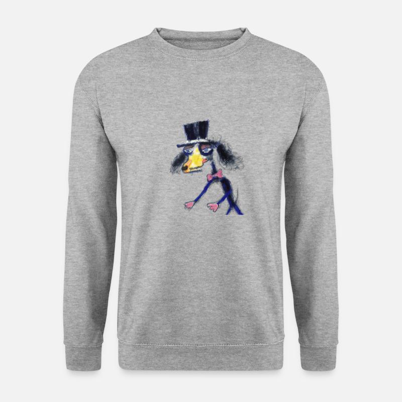 Lustiger Hund - Unisex Pullover - Weißgrau meliert