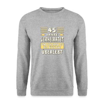 45 JAHRE VERHEIRATET - Unisex Pullover - Weißgrau meliert - Vorne - Alina (178cm) & Michal (187cm)