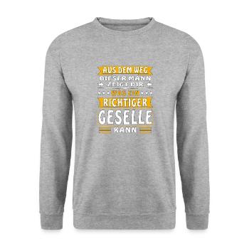 WAS EIN RICHTIGER GESELLE KANN - Unisex Pullover - Weißgrau meliert - Vorne - Alina (178cm) & Michal (187cm)