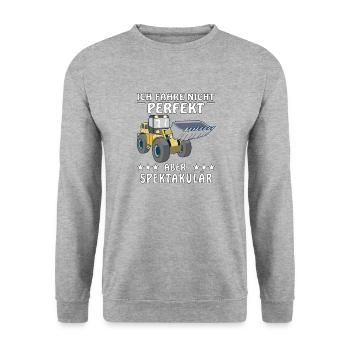 RADLADER ICH FAHRE NICHT PERFEKT ABER SPEKTAKU - Unisex Pullover - Weißgrau meliert - Vorne - Alina (178cm) & Michal (187cm)