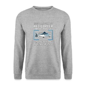 ES IST OKAY WENN DU HELICOPTER NICHT MAGST - Unisex Pullover - Weißgrau meliert - Vorne - Alina (178cm) & Michal (187cm)