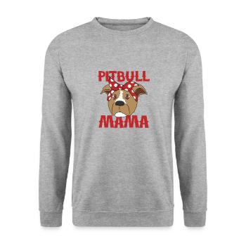 Hundliebhaber Pitbull Mama Frauchen - Unisex Pullover - Weißgrau meliert - Vorne - Alina (178cm) & Michal (187cm)