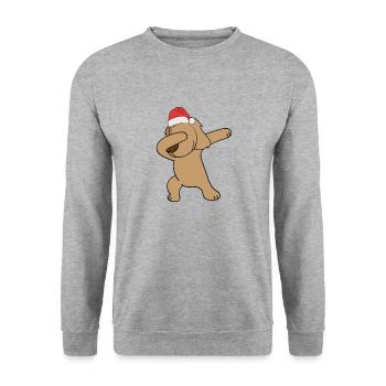 Dog Lovers Dab Dancing Dog Christmas Hat - Sweat-shirt Unisexe - gris chiné - Devant - Alina (178cm) & Michal (187cm)