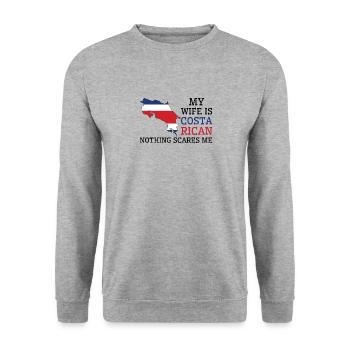 Nichts macht mir Angst Costa Ricanische Frau - Unisex Pullover - Weißgrau meliert - Vorne - Alina (178cm) & Michal (187cm)