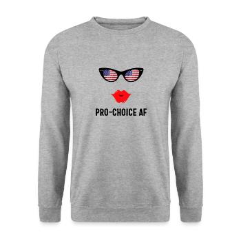 Pro Choice AF Shirt, Unordentliches Dutt, Mittelfinger - Unisex Pullover - Weißgrau meliert - Vorne - Alina (178cm) & Michal (187cm)