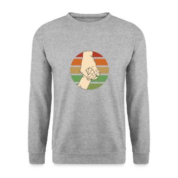 Père et fils - Tenir la main de papa - Sweat-shirt Unisexe - gris chiné - Devant - Alina (178cm) & Michal (187cm)