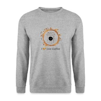 I love coffee - Unisex Sweatshirt - salt & pepper - Front - Alina (178cm) & Michal (187cm)