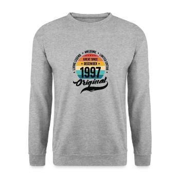 Retro 25 Years December 1997 Birthday Vintage - Unisex Sweatshirt - salt & pepper - Front - Alina (178cm) & Michal (187cm)