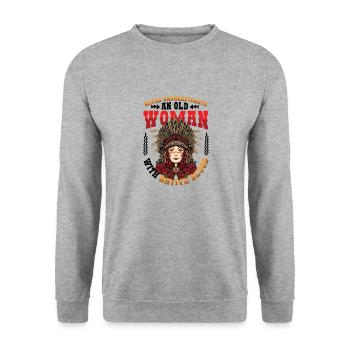 Vieilles femmes avec Native Blood Indian Native - Sweat-shirt Unisexe - gris chiné - Devant - Alina (178cm) & Michal (187cm)