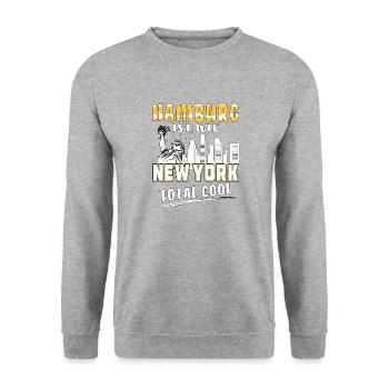 HAMBURG IST WIE NEW YORK - Unisex Pullover - Weißgrau meliert - Vorne - Alina (178cm) & Michal (187cm)