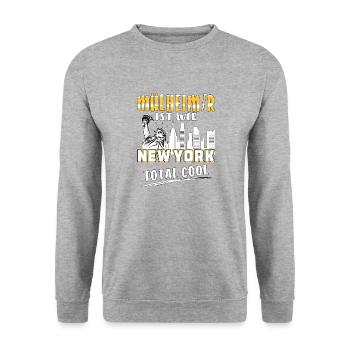 MÜLHEIM IST WIE NEW YORK - Unisex Pullover - Weißgrau meliert - Vorne - Alina (178cm) & Michal (187cm)
