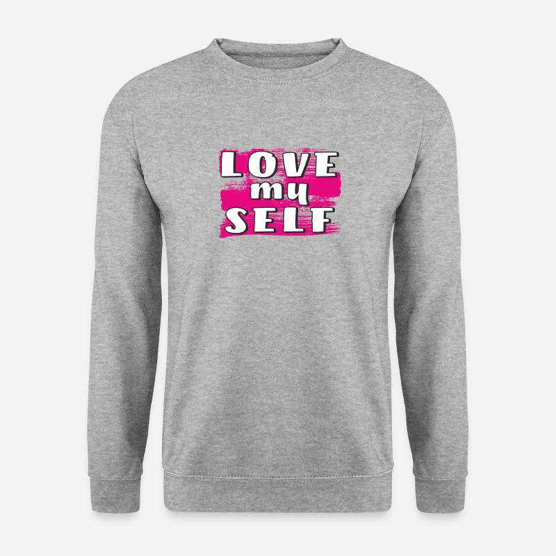 LOVE MY SELF - Unisex Pullover - Weißgrau meliert