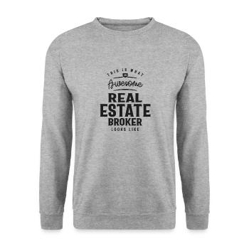 Awesome Real Estate Broker Job - Unisex Sweatshirt - salt & pepper - Front - Alina (178cm) & Michal (187cm)