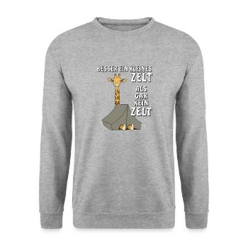 GIRAFFE CAMPING BESSER EIN KLEINES ZELT - Unisex Pullover - Weißgrau meliert - Vorne - Alina (178cm) & Michal (187cm)