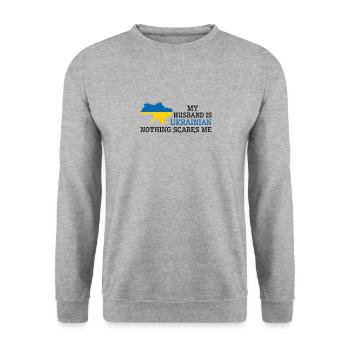 Nothing Scares Me Ukrainian Husband Ukraine - Unisex Sweatshirt - salt & pepper - Front - Alina (178cm) & Michal (187cm)