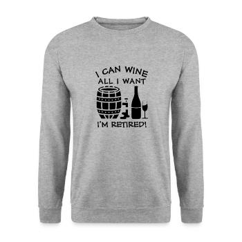 I Can Wine All I Want - Unisex Sweatshirt - salt & pepper - Front - Alina (178cm) & Michal (187cm)