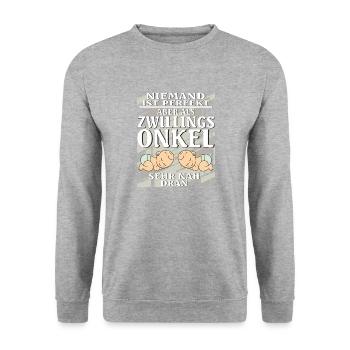 ZWILLINGS ONKEL - Unisex Pullover - Weißgrau meliert - Vorne - Alina (178cm) & Michal (187cm)