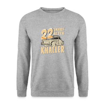 22 JAHRE ALTER KNALLER - Unisex Pullover - Weißgrau meliert - Vorne - Alina (178cm) & Michal (187cm)