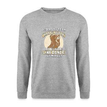 LINE DANCE TUT MIR GUT - Unisex Pullover - Weißgrau meliert - Vorne - Alina (178cm) & Michal (187cm)