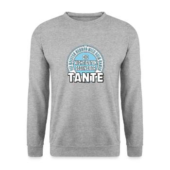 DIE WICHTIGSTEN SAGEN ABER TANTE - Unisex Pullover - Weißgrau meliert - Vorne - Alina (178cm) & Michal (187cm)