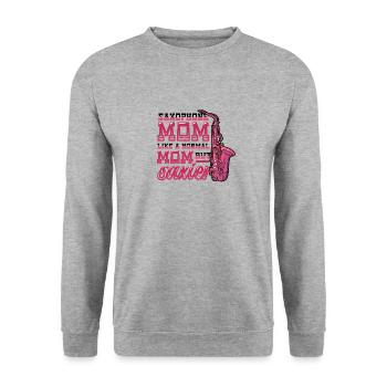 Saxophone Mom,Like A Normal Mom, But Saxier Band. - Unisex Pullover - Weißgrau meliert - Vorne - Alina (178cm) & Michal (187cm)
