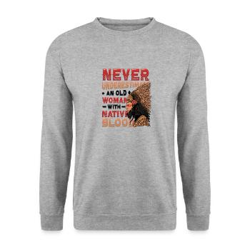 Vieilles femmes avec Native Blood Indian Native - Sweat-shirt Unisexe - gris chiné - Devant - Alina (178cm) & Michal (187cm)