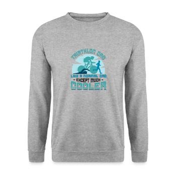 Papa de triathlon, comme un papa ordinaire, seulement plus cool. - Sweat-shirt Unisexe - gris chiné - Devant - Alina (178cm) & Michal (187cm)