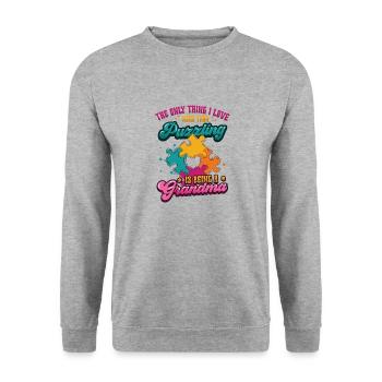 Puzzle lover grandma, puzzles. - Unisex Sweatshirt - salt & pepper - Front - Alina (178cm) & Michal (187cm)