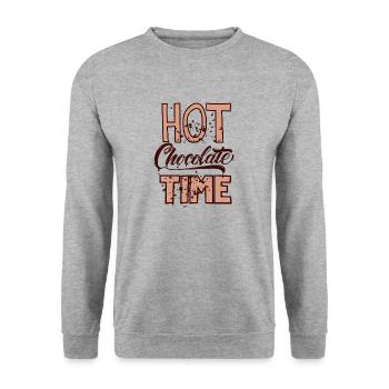 Citations d’hiver mignonnes - temps de chocolat chaud - Sweat-shirt Unisexe - gris chiné - Devant - Alina (178cm) & Michal (187cm)