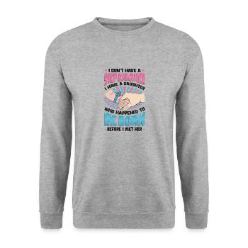 La fille est née par hasard. - Sweat-shirt Unisexe - gris chiné - Devant - Alina (178cm) & Michal (187cm)