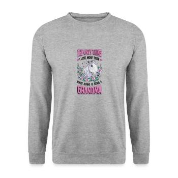 Reiten, Frauen, Pferdeliebhaber, Oma. - Unisex Pullover - Weißgrau meliert - Vorne - Alina (178cm) & Michal (187cm)