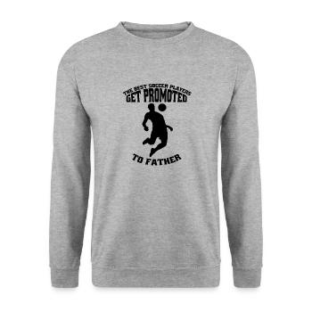 Fußballspieler Papa Fußball Vater Fußballtrainer - Unisex Pullover - Weißgrau meliert - Vorne - Alina (178cm) & Michal (187cm)