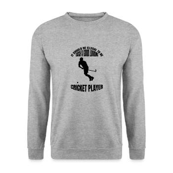 Cricket Slogan Cricket Fan Gift Team Cricket - Unisex Sweatshirt - salt & pepper - Front - Alina (178cm) & Michal (187cm)