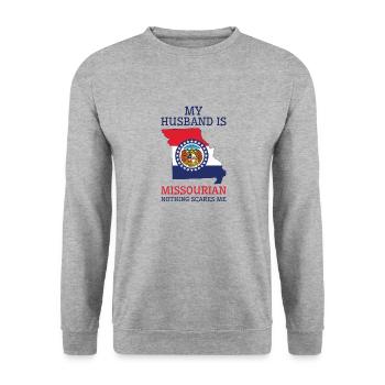 Nothing Scares Me Missourian Husband Missouri - Unisex Sweatshirt - salt & pepper - Front - Alina (178cm) & Michal (187cm)