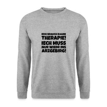 Arzgebirg Therapie - Unisex Pullover - Weißgrau meliert - Vorne - Alina (178cm) & Michal (187cm)