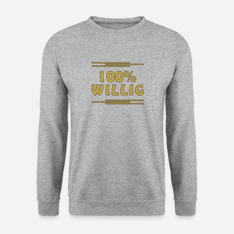 100% WILLIG - Unisex Pullover - Weißgrau meliert