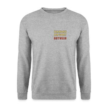 EIN MANN EIN WORT ROTWEIN - Unisex Pullover - Weißgrau meliert - Vorne - Alina (178cm) & Michal (187cm)
